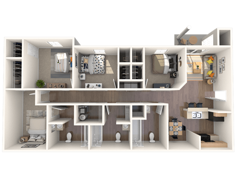 Spacious 4 bed / 3 bath plan — pet-friendly apartments in Duluth at Flats at Riverview
